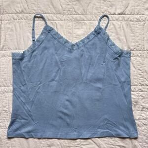 Vintage y2k lace trim cami top women 2X fitted layering fairy 2000s preppy